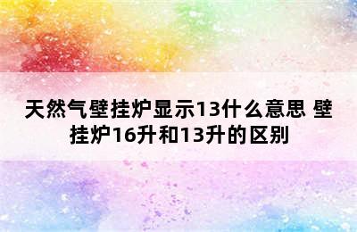 天然气壁挂炉显示13什么意思 壁挂炉16升和13升的区别